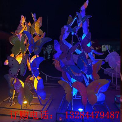 不锈钢发光蝴蝶雕塑