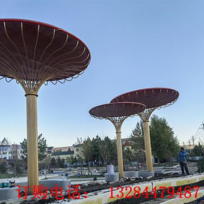 大型不锈钢蘑菇树雕塑