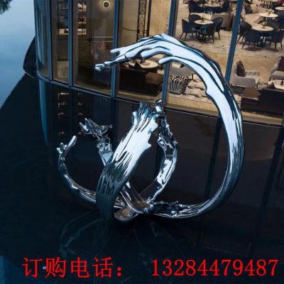 不锈钢镜面海浪雕塑