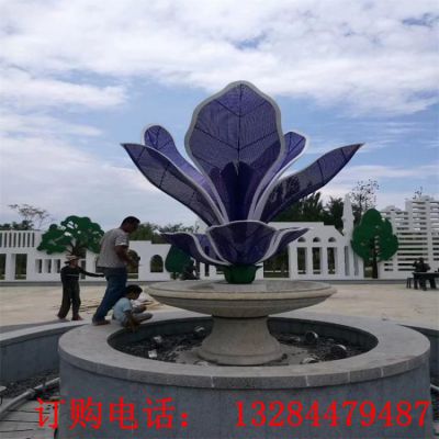 不锈钢花朵喷泉雕塑