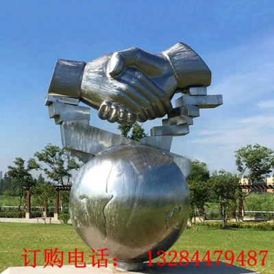 不锈钢握手雕塑