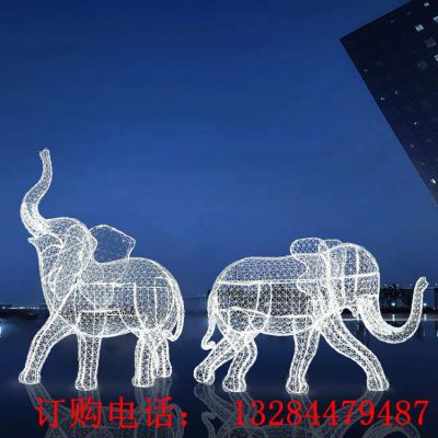 不锈钢镂空编织大象雕塑