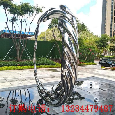 不锈钢水滴圆环雕塑