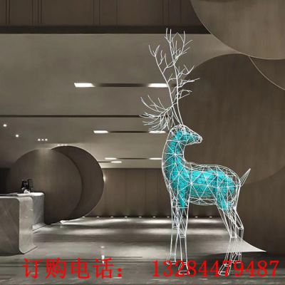 不锈钢镂空编织梅花鹿雕塑