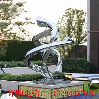 不锈钢抽象镜面飘带雕塑