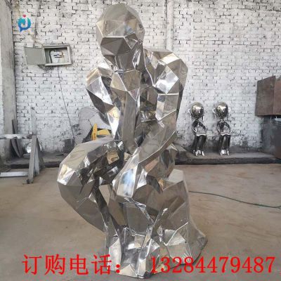 不锈钢几何思考人物雕塑