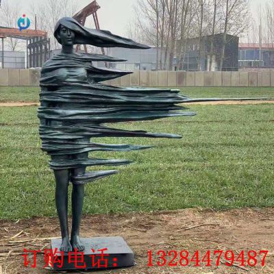 铸铜抽象拉丝女人雕塑