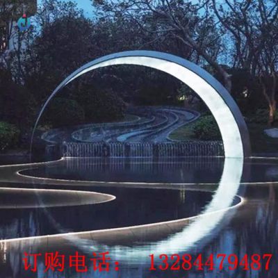 不锈钢发光月亮雕塑