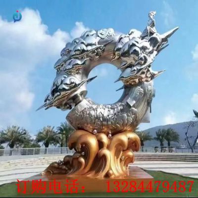 不锈钢抽象圆环祥云雕塑