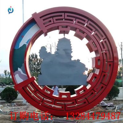 不锈钢城墙圆环雕塑