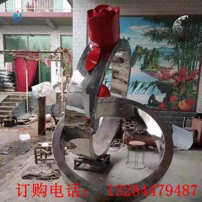 不锈钢玫瑰戒指雕塑