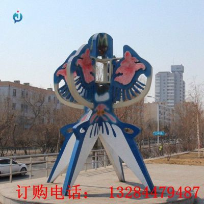 不锈钢蓝色彩绘风筝雕塑
