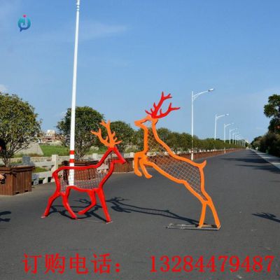 不锈钢镂空梅花鹿雕塑