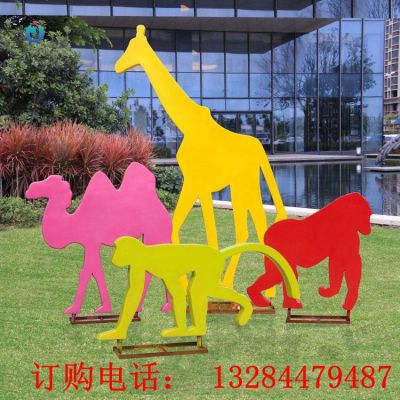不锈钢剪影动物雕塑
