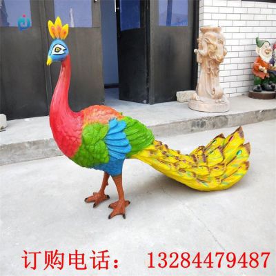 不锈钢彩绘孔雀雕塑