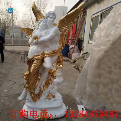 汉白玉石雕天使情侣雕塑