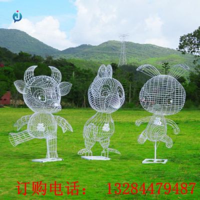不锈钢镂空十二生肖雕塑