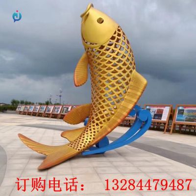不锈钢鱼跃龙门雕塑