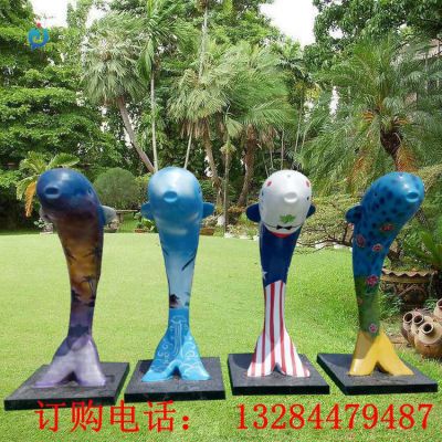 不锈钢彩绘海豚群雕塑