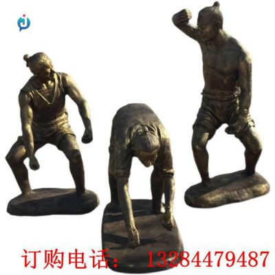 铸铜人物种田雕塑
