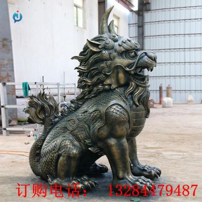 铸铜麒麟雕塑