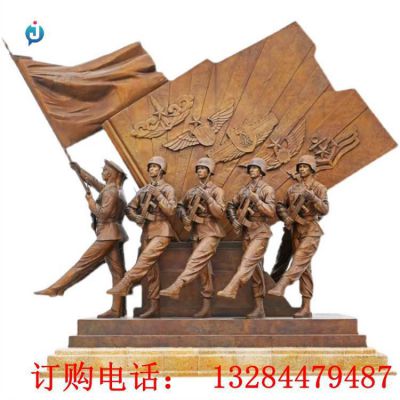 铸铜八路军浮雕人物雕塑