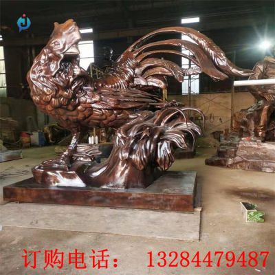 大型铸铜公鸡雕塑