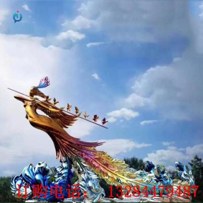 大型不锈钢神女吹笛雕塑