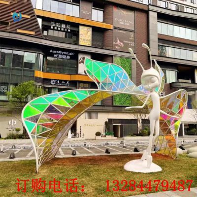 不锈钢卡通蚂蚁人物城市雕塑