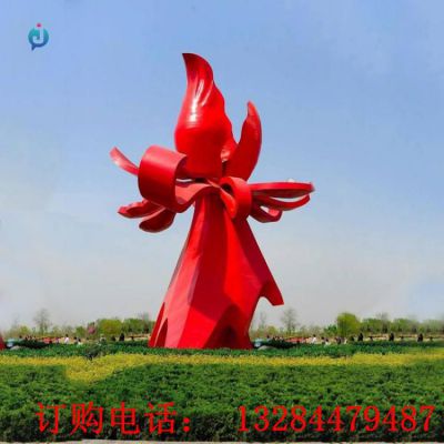 大型不锈钢绽放花朵城市雕塑