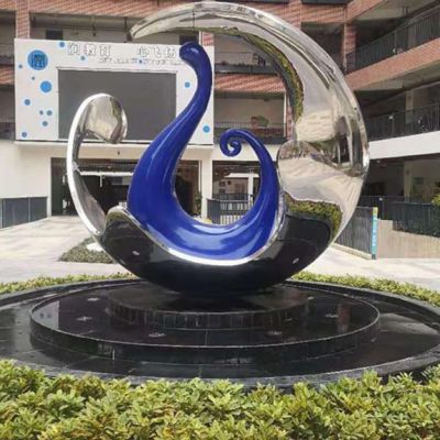 不锈钢圆环水滴校园雕塑
