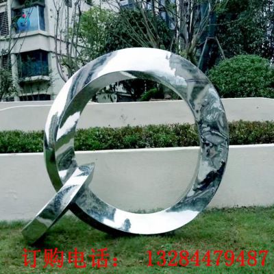 不锈钢双圆环广场雕塑