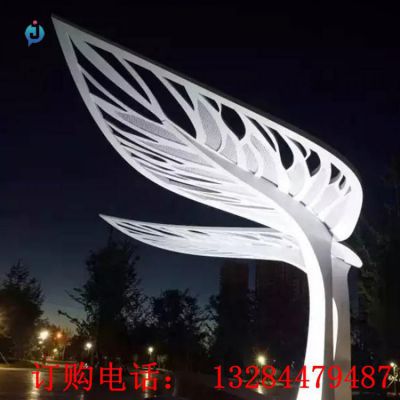 不锈钢树叶公园雕塑
