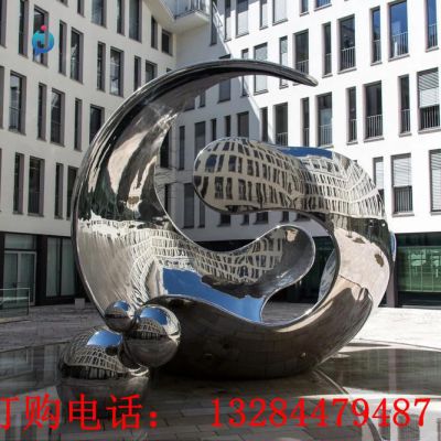 不锈钢镂空圆球水景雕塑