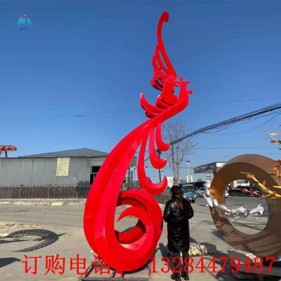 大型不锈钢凤凰城市雕塑