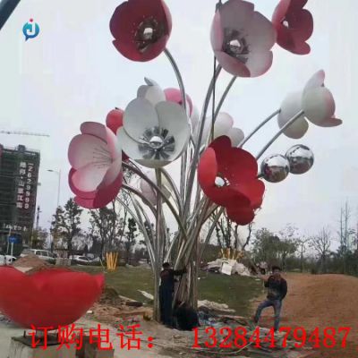 大型不锈钢花朵广场雕塑