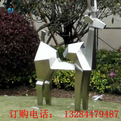 不锈钢几何鹿公园雕塑