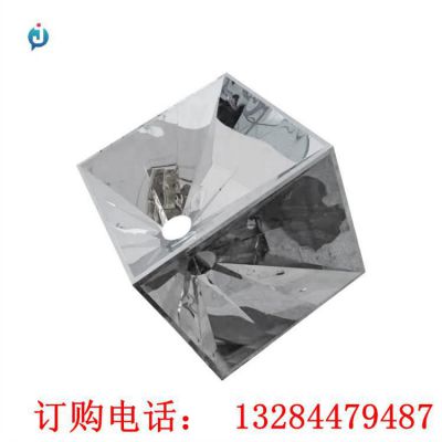 不锈钢镜面镂空立方体公园雕塑