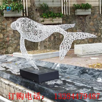 不锈钢镂空海豹公园雕塑