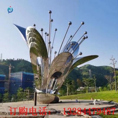 大型不锈钢花朵公园雕塑
