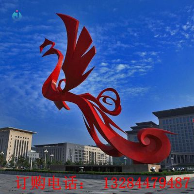 大型不锈钢抽象凤凰广场雕塑