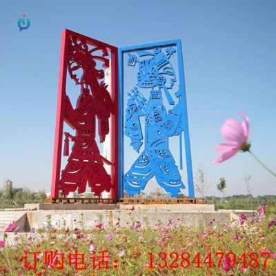 不锈钢剪影戏曲人物广场雕塑