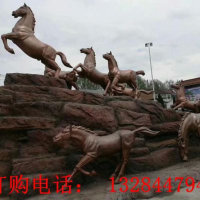 铸铜马群动物雕塑