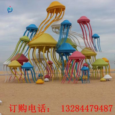 不锈钢水母海边雕塑