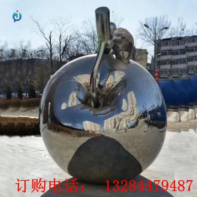 不锈钢镜面苹果公园雕塑