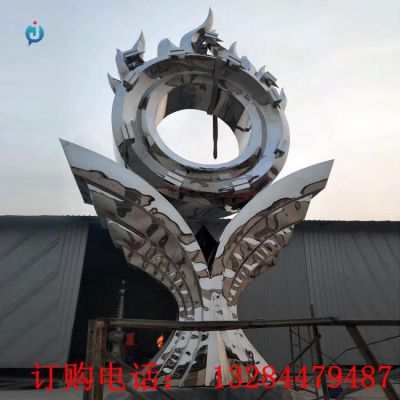 不锈钢抽象圆环火焰城市雕塑
