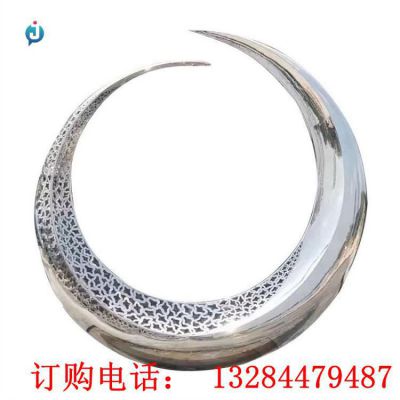 不锈钢月亮圆环水景雕塑