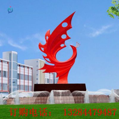 大型不锈钢抽象凤凰城市雕塑