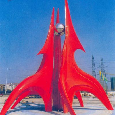 大型不锈钢抽象凤凰精神雕塑