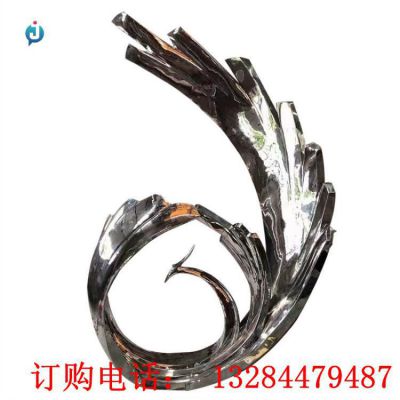 不锈钢镜面抽象凤凰雕塑
